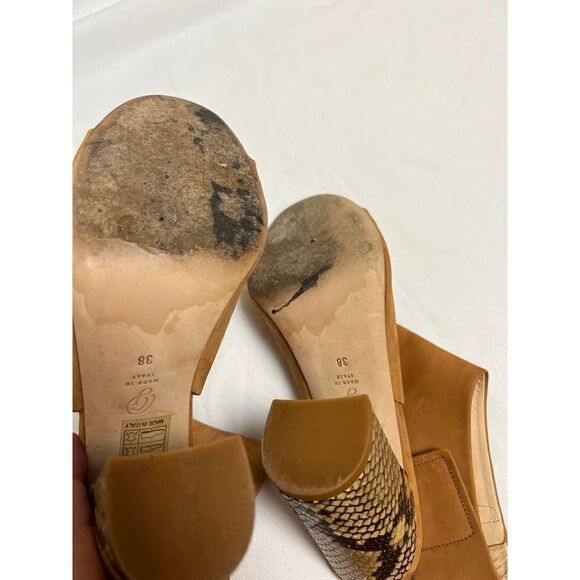 M. Gemi Stagione in Soft Tan Suede with Python Heeln Sz. 38 (US 7.5) - Picture 4 of 6